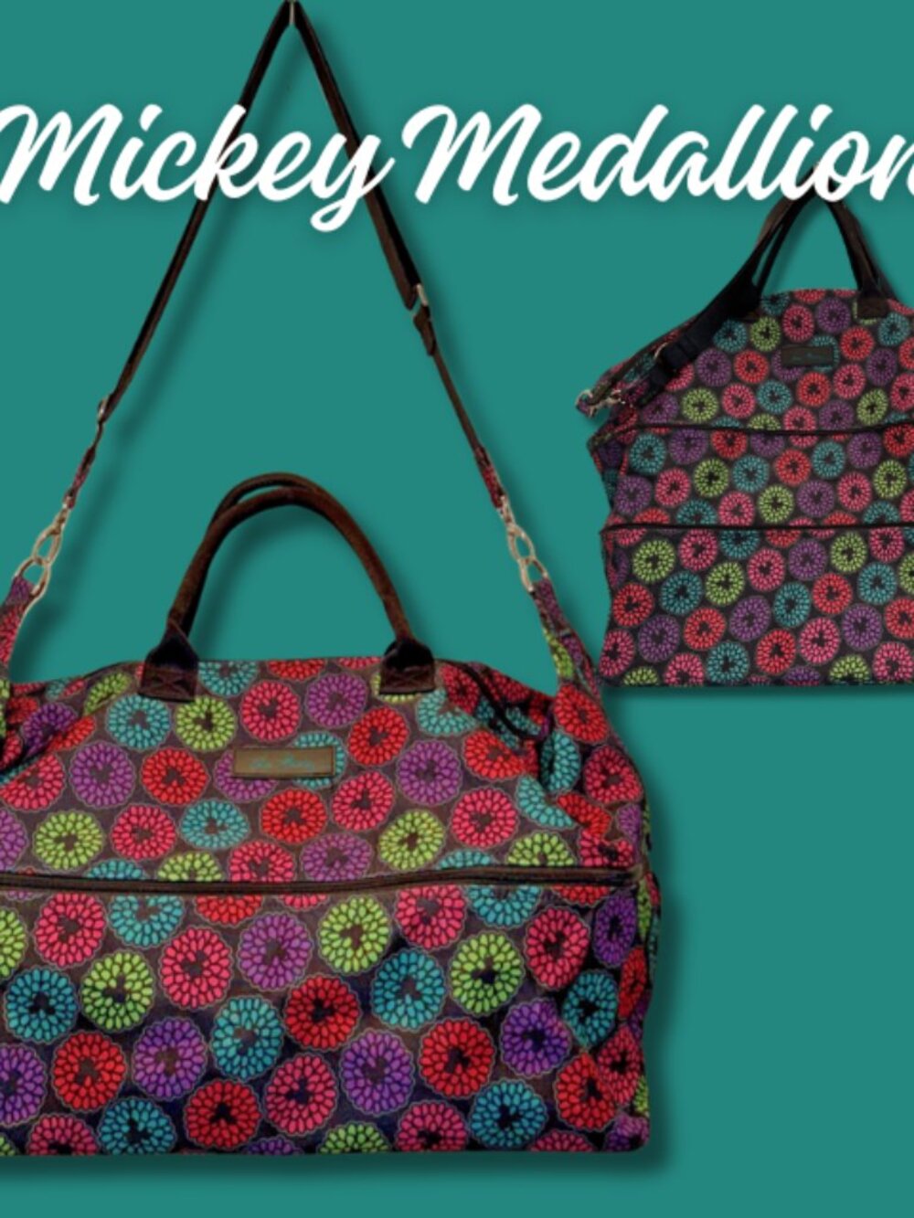 Disney Vera Bradley Mickey Medallion Expandable Travel Bag Lighten Up
